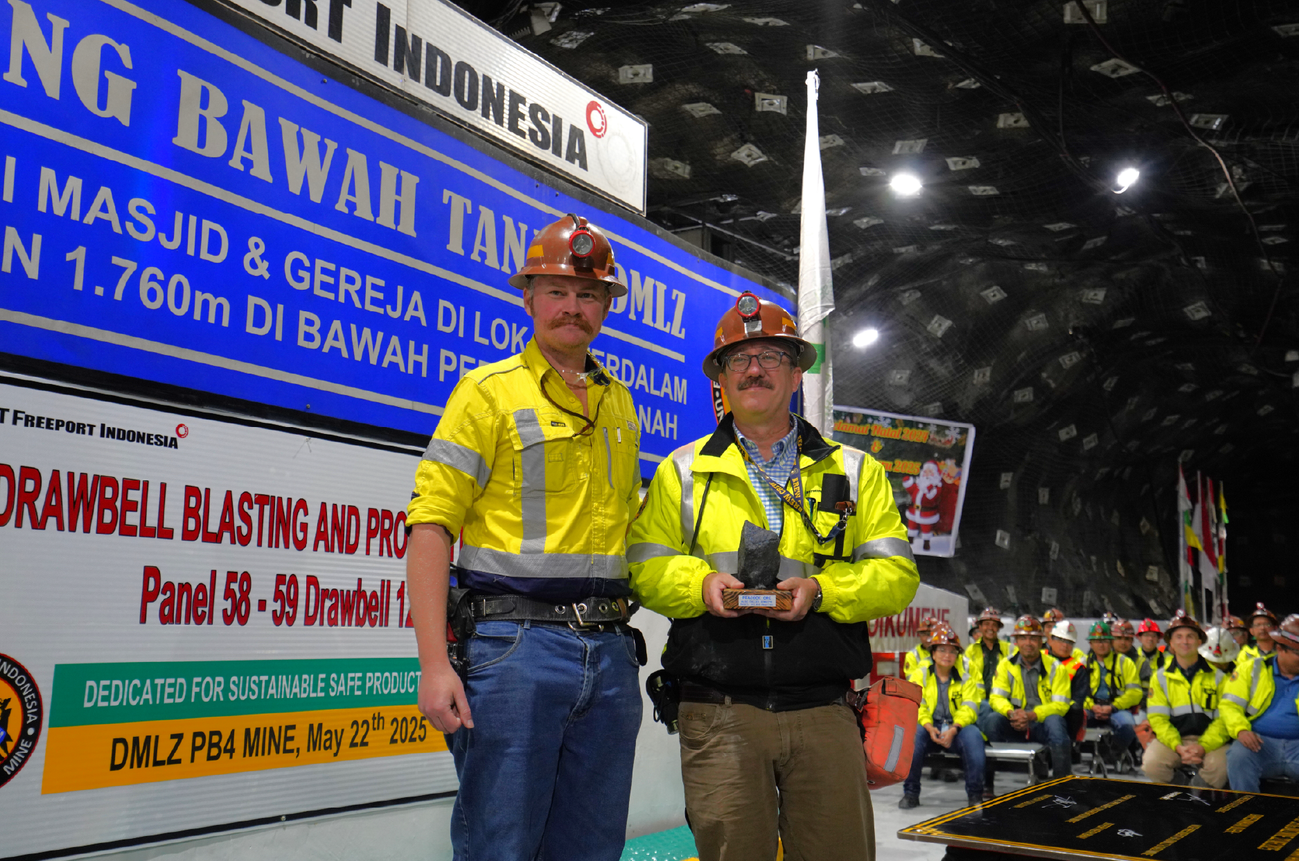 Handover of blasted ore to management during the First Production ceremony, May 22, 2025.