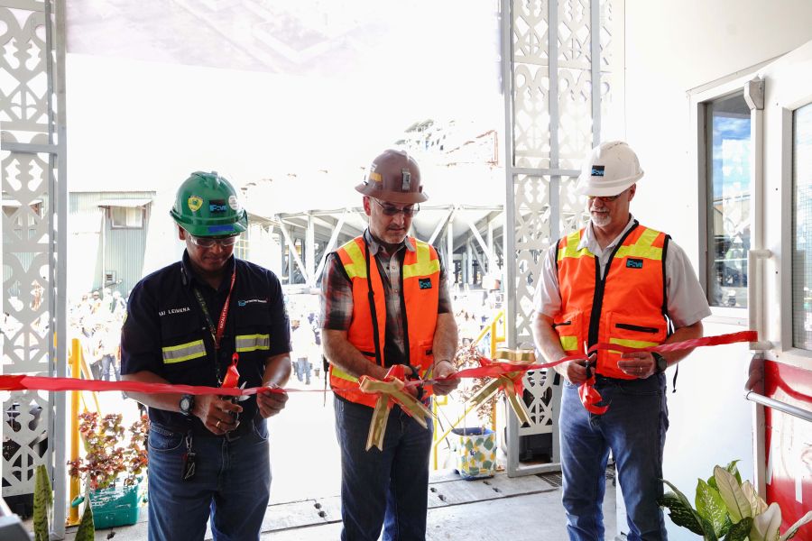 Ribbon-cutting ceremony as a symbol of the official opening of the new DWP and Pipeline Maintenance 