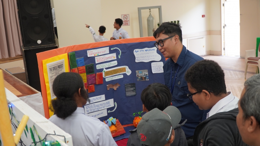 Parents of Students Come to Watch Their Children's Exhibition.
